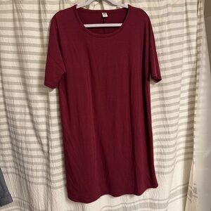 Burgundy Short Sleeve T-Shirt Dress